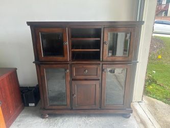Elegant Dark Wood Wine Buffet & Storage Cabinet