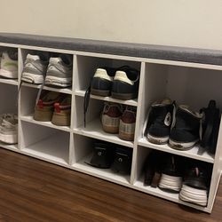Moving Sale: Shoe Bench, Storage Bench with Padded Seat, Entryway Bench with 10 Compartments