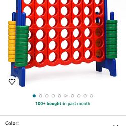 COSTWAY Jumbo 4-to-Score Giant Game Set, 4 in A Row for Kids and Adults, 3.5FT Tall Indoor & Outdoor Game Set with 42 Jumbo Rings & Quick-Release Slid