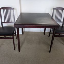 Folding Dark Brown Sq Table And Chairs