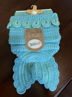 New born girls mermaid tail and head band