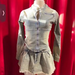 Women’s Denim 2pcs Skirt Set $45