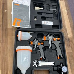 REFINE HVLP Air Gravity Spray Gun Sets, 2-Spray Paint Gun, 1.0mm 100ml & 1.4/1.7mm 600ml Auto Paint Sprayer Gun with Air Regulator for Car Paint, Prim
