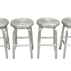 Crate & Barrel Swivel Metal Barstools X 4