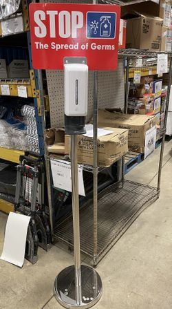 FREE STANDING, TOUCH FREE SOAP OR SANITIZER DISPENSER WITH STAND