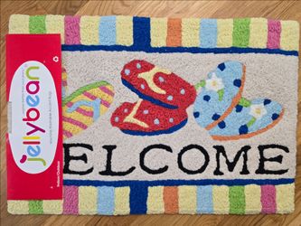 Jellybean 30x20 Flip Flop Welcome Mat Indoor/Outdoor Accent Rug Beach Summer Fun