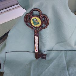 Vintage Souvenior Idaho Bronze Key Thermometer 