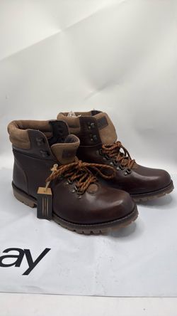 Sz 10.5 Crevo Brown Leather Lace-Up Hiking Boots