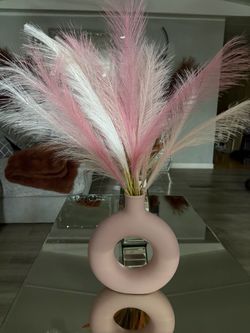 Pink Vase with Pampas Grass