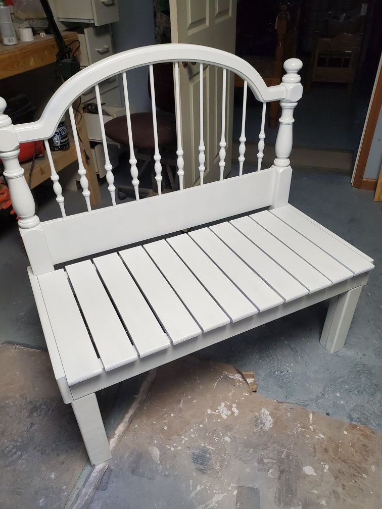Bench made from twin bed frame white