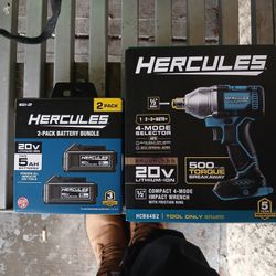 Hercules 20v Compact Impact Wrench With A 2pack Of Batterys