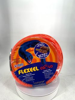 Flexeel Hose, 1/4" x 100', Strain Relief Fittings, Industrial CoBlo & Connector, Transparent Orange PFE4100TQ15CB