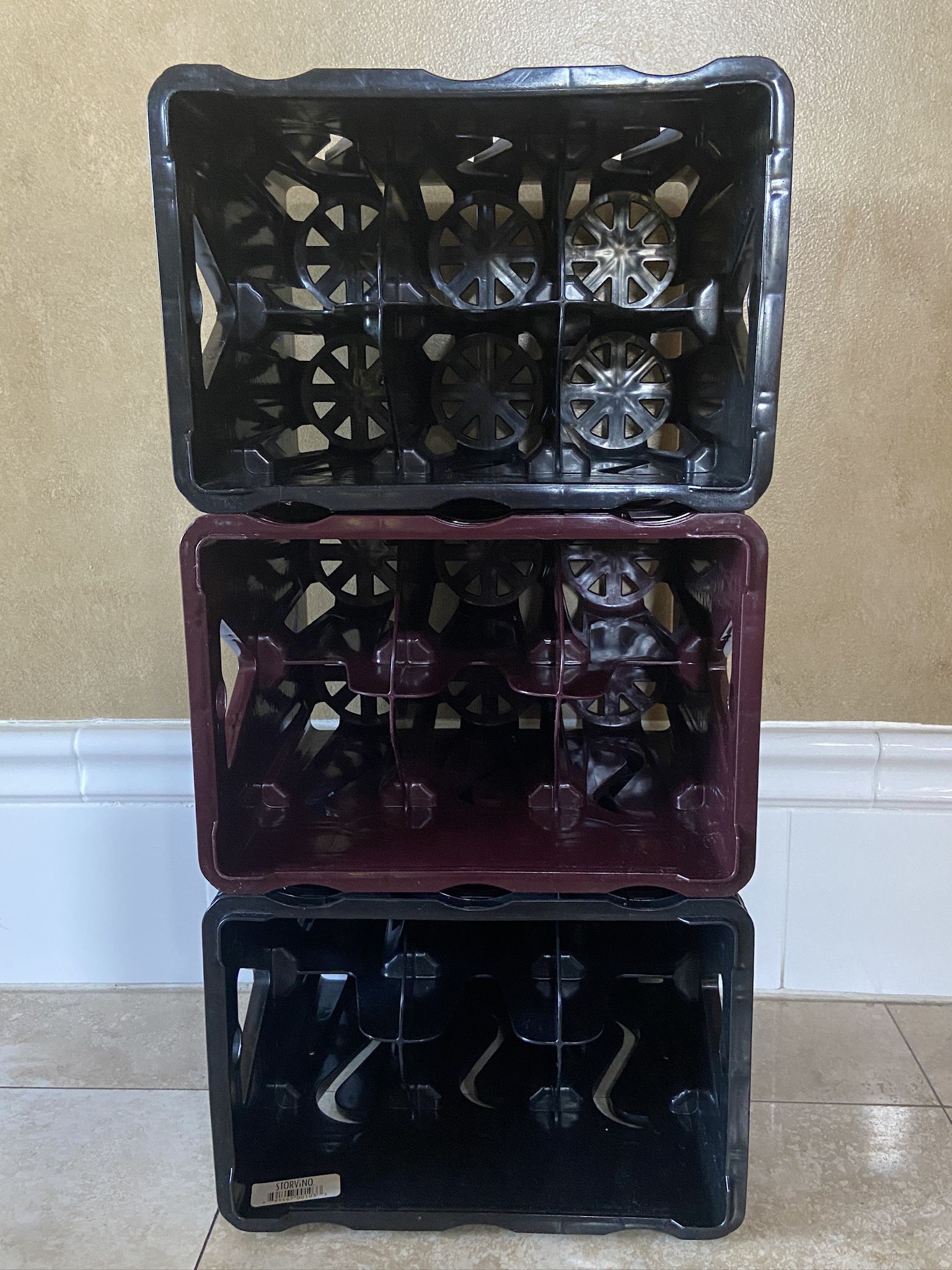 Qty=3 Storvino Modular Stackable 6 Bottle Wine Storage Crates