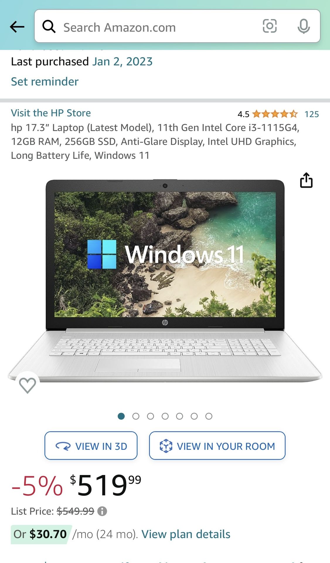 hp 17.3" Laptop (Latest Model), 11th Gen Intel Core i3-1115G4, 12GB RAM, 256GB SSD, Anti-Glare Display, Intel UHD Graphics, Long Battery Life, Windows