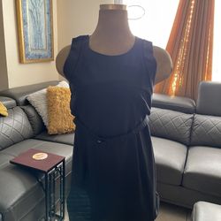 $285 Theory Belted Sheath Dress Sevona Stretch Wool in Blue Size 10 Sleeveless