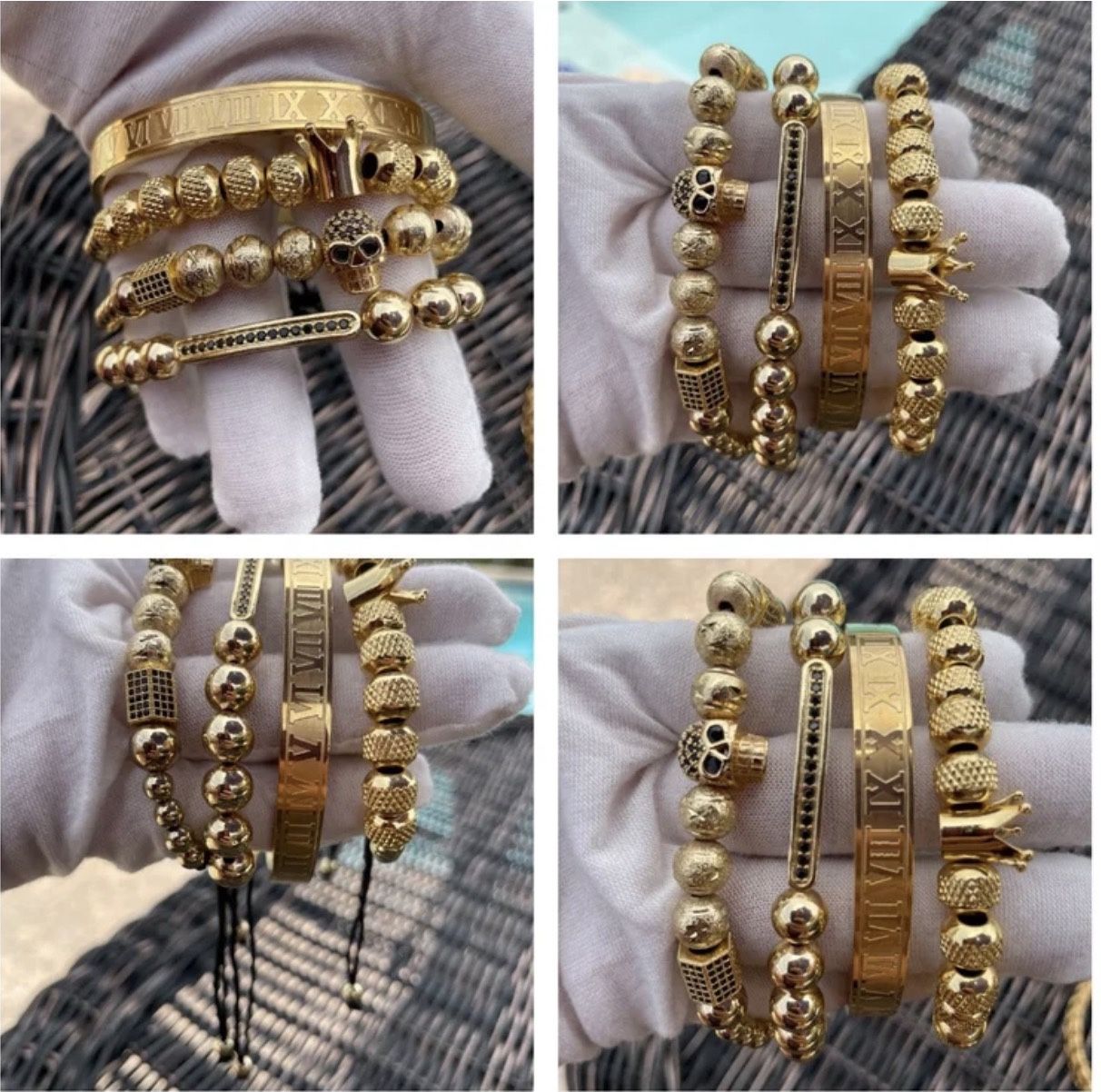 18k Gold Plated Bracelet Set Of 4 