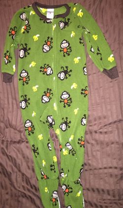 Jumping Beans 2T Fleece Monkey Footy Pajamas, VGUC