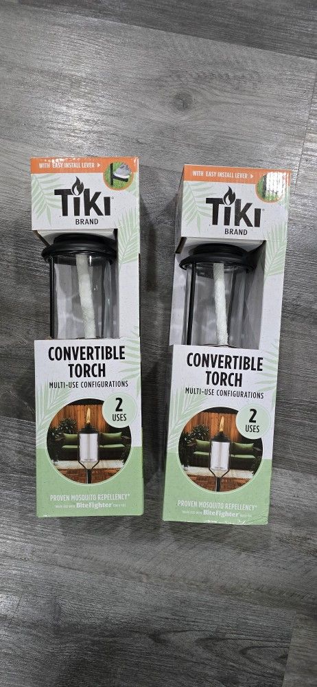 TIKI Convertible Black/Clear Glass/Metal Tiki Outdoor Torch