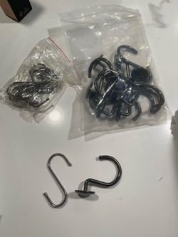 2 Sets of Shower Curtain Hooks & wall Hooks