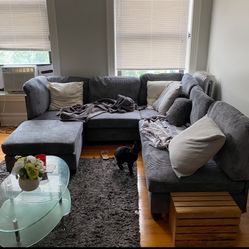 Dark Grey 6 Piece Reversible, Corduroy Sectional