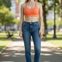 Fabletics Used Orange Sports Bra 