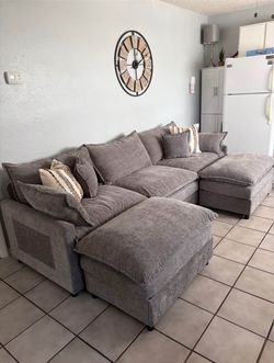 108" U-Shaped Modular Cloud Couch, Deep Seat, Cloud Comfort, Couches for Living Room