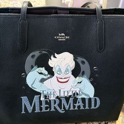 Disney X Coach City Tote Bag With Signature Canvas Interior And Ursula Motif