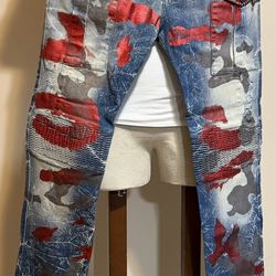 Robin Denim Jeans Pants Moto Biker Size 33 