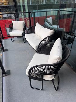 Steel Mackworth Rope Outdoor Patio Loveseat and Club Chairs - Threshold