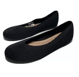 ATAIWEE SIZE 9.5 9 1/2 WOMENS FLATS CASUAL ROUND TOE SLIP ON BALLET SHOES BLACK