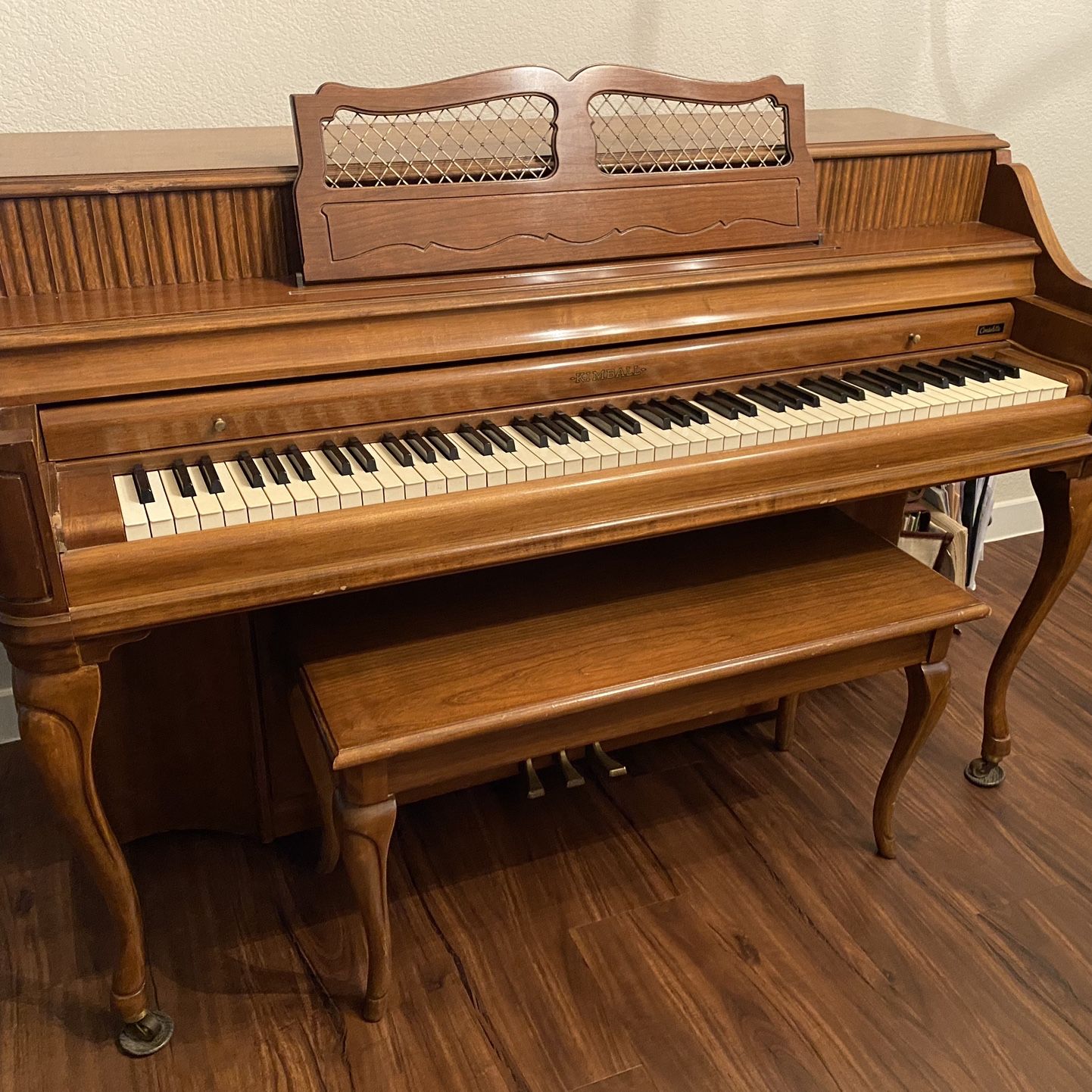 60’s Vintage Kimball Consolette Pecan Piano