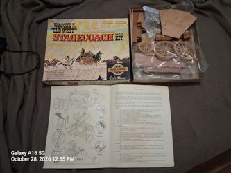 True Rare Vintage 1966 Craft Master Stagecoach Wooden Model Kit -