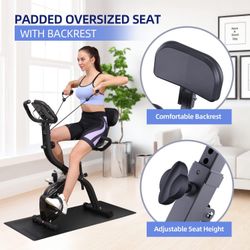 Exercise Bike Stationary Bike, Sportneer 4 in 1 Indoor Cycling Bike with 16 Level Magnetic Resistance Training Bike with Arm Resistance Band PVC Floor