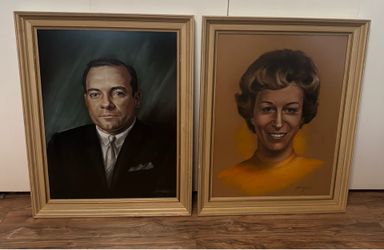Set of vintage pastel portraits