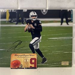 Derek Carr Hand Signed Autographed Raiders 8x10 Photo With COA