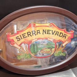 Vintage Sierra Nevada Mirror Oval Wood Beer Ale Bar Alcohol Advertising Mountain