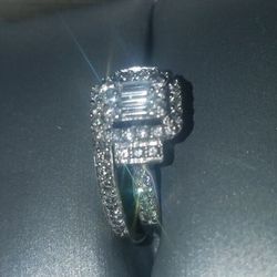 (2) Diamond Engagement Rings & Wedding Band Set