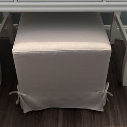 Studio McGee Target Ottoman / Vanity Seat Brand New Linen With Corner Ties 