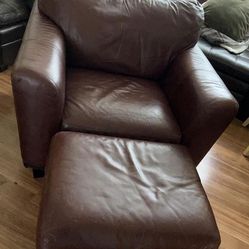Free Leather Chair And Ottoman 