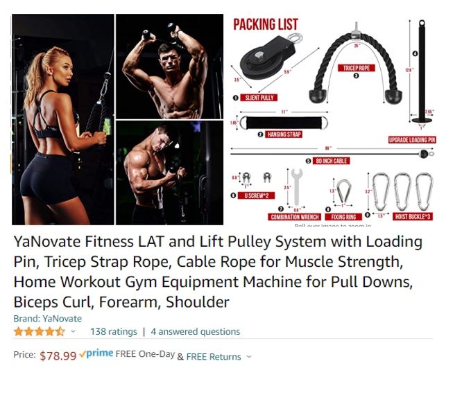 Brand New! YaNovate Fitness LAT & Lift Pulley System