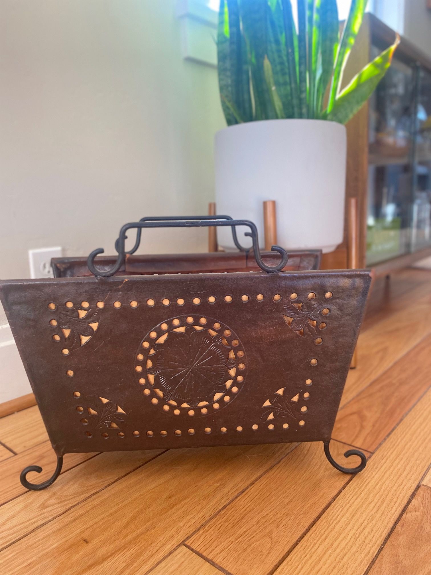 Vintage MCM Leather Magazine Rack