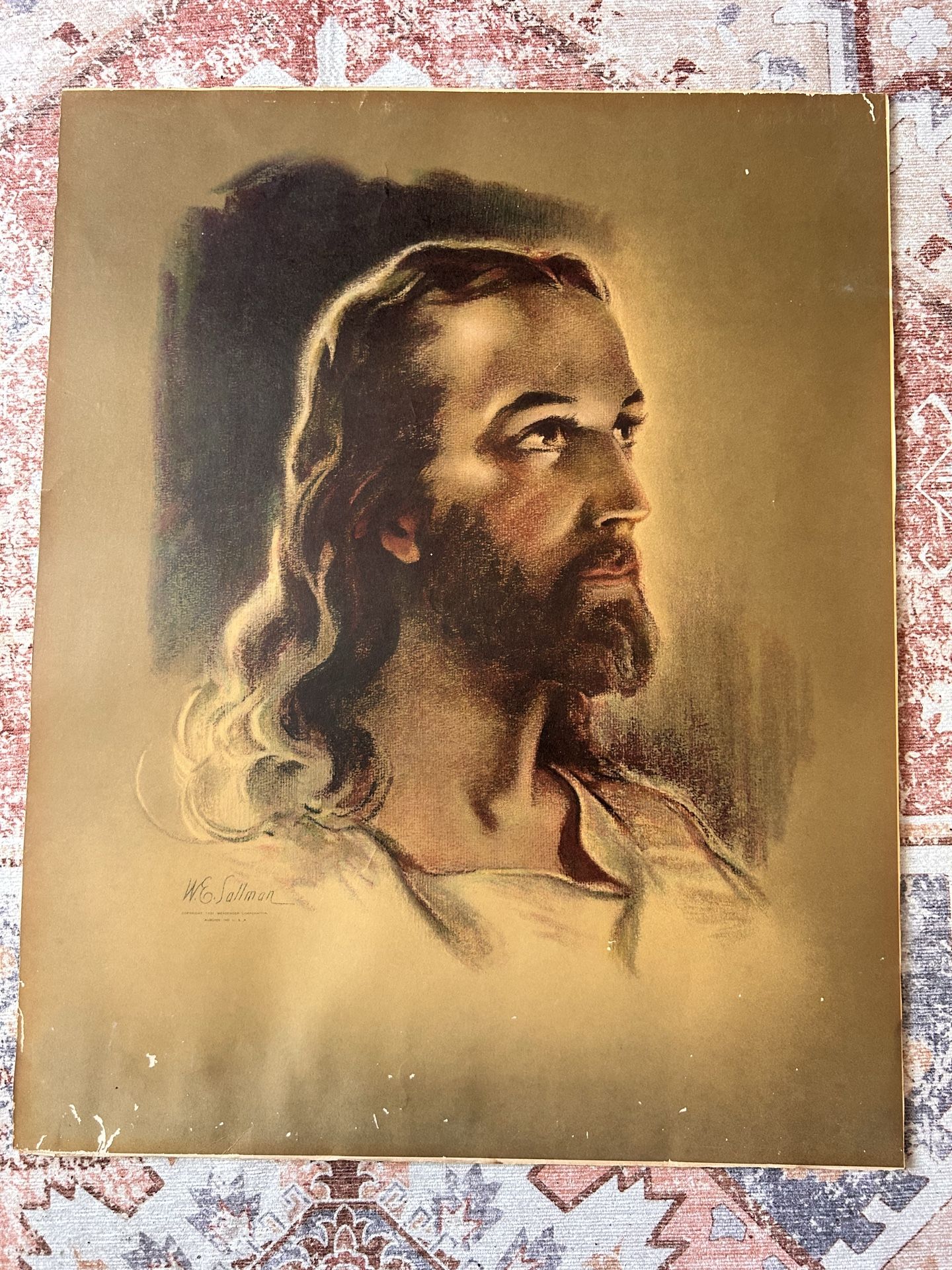 Vintage Head Of Jesus Christ Art Print Warren Sallman Large