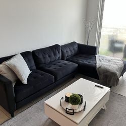 Sofa, with chaise/Djuparp dark blue