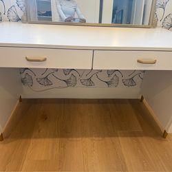 White wooden DESK w/ 2 drawer storage