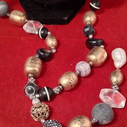 Long Beaded Satement Necklace 