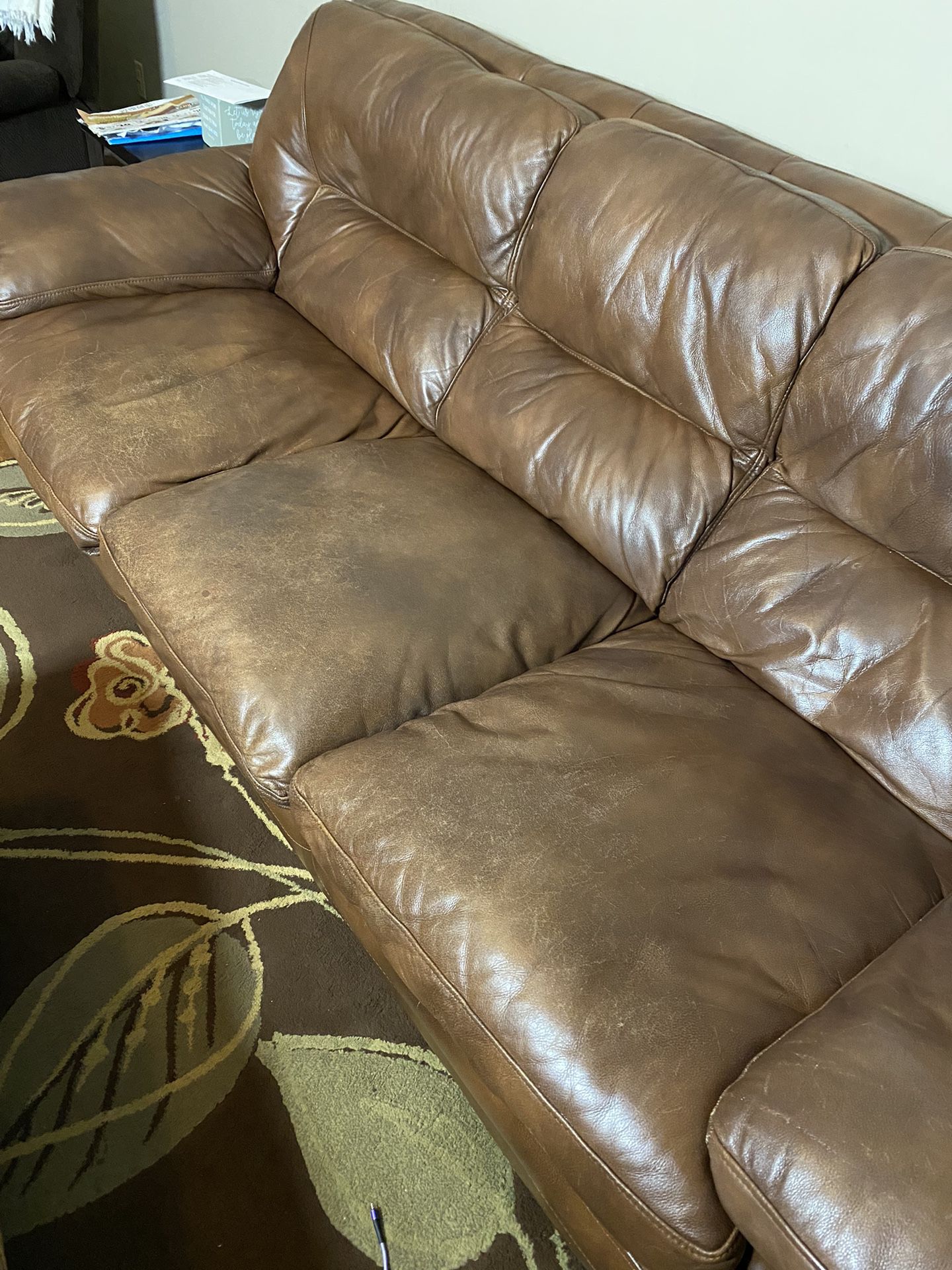 Leather Living Room Set From Rooms To Go. Dark Brown. 