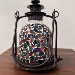 Lantern Style Mosaic Glass Candle Holder 