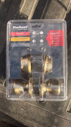 Kwikset Tylo Antique Brass Entry Door Knob & Deadbolt Combo Pack