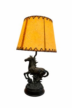 Vintage Western Cold Cast Bronze Horse Lamp w/ Lampshade