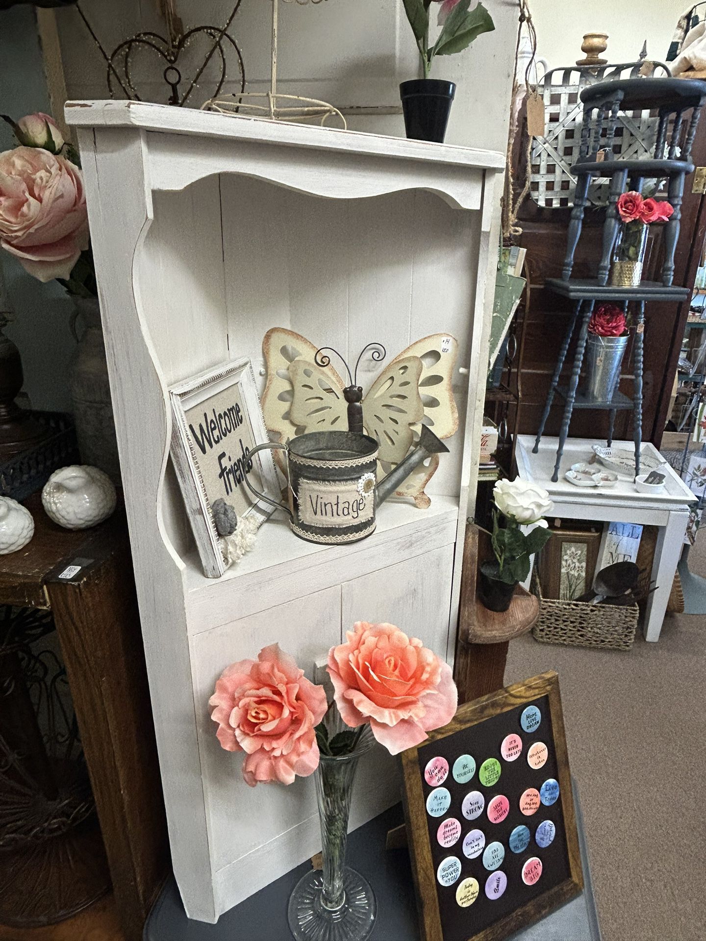 Vintage Painted Small Corner Cabinet 